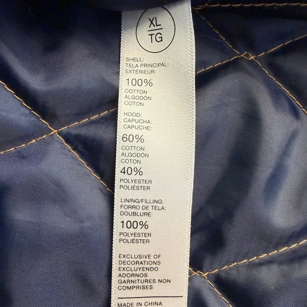 Legendary Outfitters XL Hoodie Jacket Flannel Blue Orange Plaid Quilted Lined